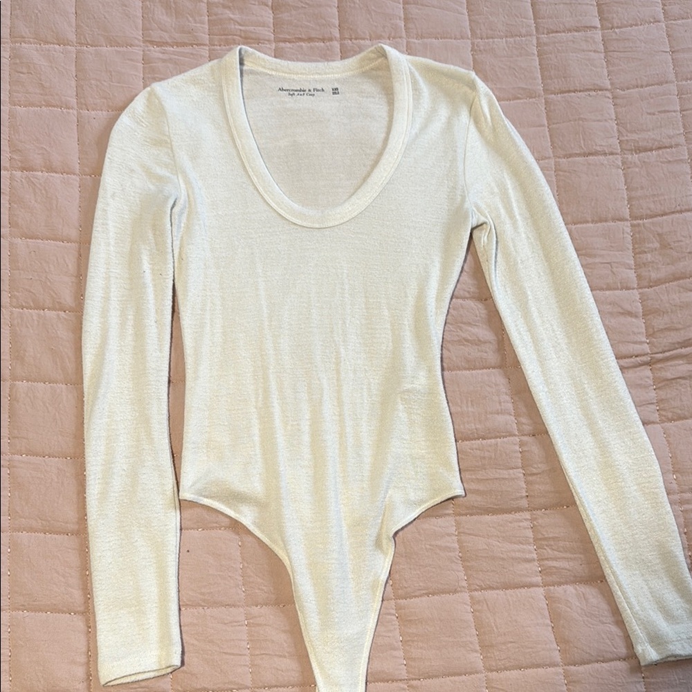 Abercrombie & Fitch White Long Sleeve Bodysuit